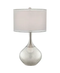 Possini Euro Design Modern Table Lamp 30 1/2" Tall with Usb Dimmer Mercury Glass Double Drum Shade for Bedroom Living Room House Bedside Nightsta