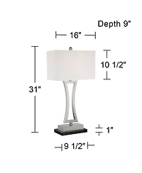 360 Lighting Roxie Modern Table Lamps Set of 2 with Marble Risers 31" Tall Brushed Nickel Fabric Shade for Bedroom Living Room Bedside