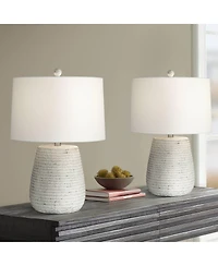 Possini Euro Design 23" High Small Modern Coastal Accent Table Lamps Set of 2 Sandstone Finish Ceramic Living Room Bedroom