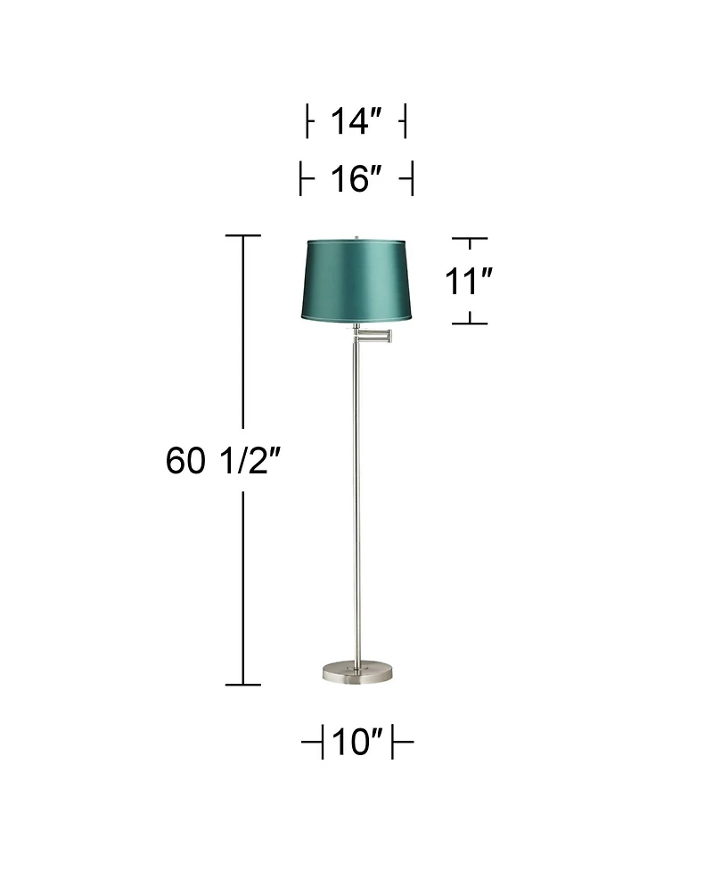 360 Lighting Druckman Modern Tall Standing Floor Lamp Adjustable Swing Arm Metal Brushed Nickel Finish