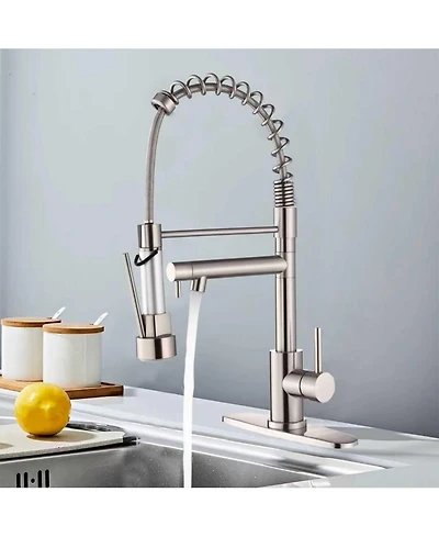 Busdays Touch Kitchen Faucet with Pull Down Sprayer, 2-Mode Spring Neck, Brushed Nickel