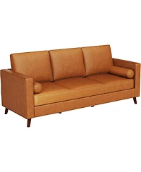 gaomon 86" Faux Leather Sofa, Mid-Century Modern 3-Seater Couch with Deep Seat and Removable Cover