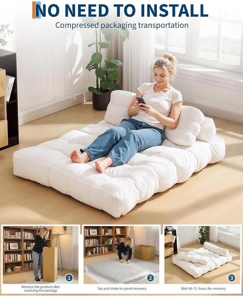 gaomon 79" Folding Sofa Bed, 3-in-1 Convertible Sleeper Chair with Pillow, Floor Couch