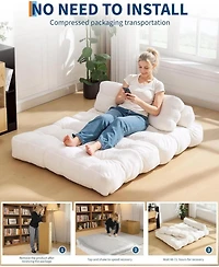 gaomon 79" Folding Sofa Bed, 3-in-1 Convertible Sleeper Chair with Pillow, Floor Couch