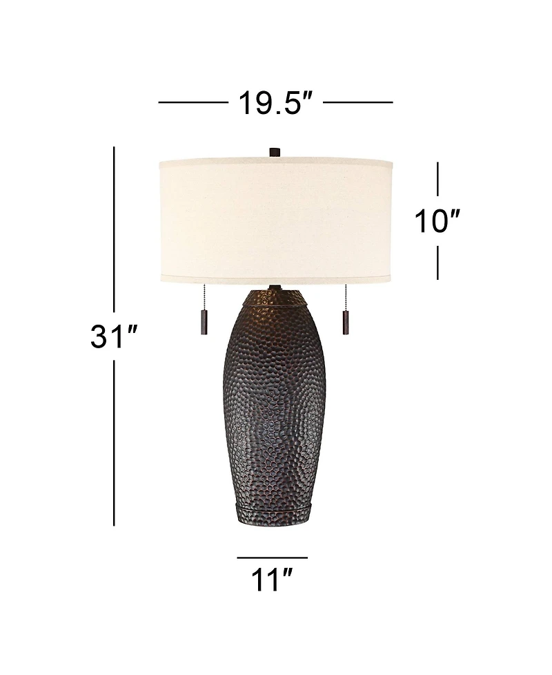 Franklin Iron Works Noah 31" Tall Vase Farmhouse Rustic End Table Lamps Set of 2