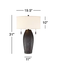 Franklin Iron Works Noah 31" Tall Vase Farmhouse Rustic End Table Lamps Set of 2