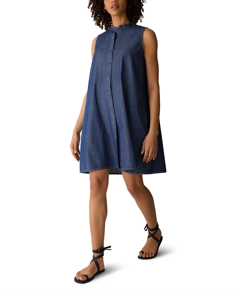 Eileen Fisher Women's Sleeveless Mandarin Band Collar Dress