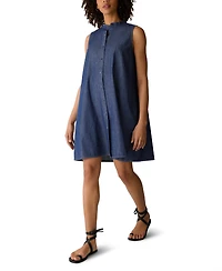 Eileen Fisher Women's Sleeveless Mandarin Band Collar Dress