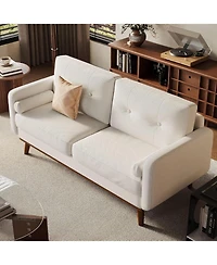 gaomon 65" Loveseat Sofa, 3-Seater Deep Seat Couch with Linen Upholstery for Small Spaces
