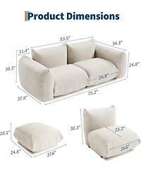 gaomon Modular Sofa Set, Chenille Sectional Couch with 2 Loveseats