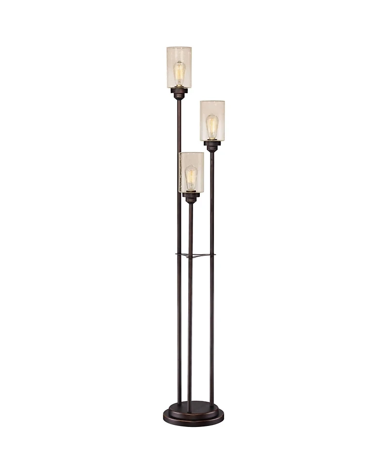 Franklin Iron Works Libby Modern Industrial Tree Floor Lamp with Riser 66" Tall Metal 3 Light Dimmable Led