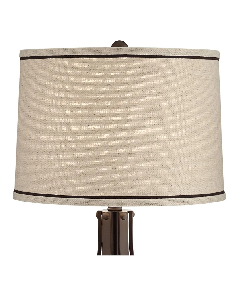 Franklin Iron Works Louanne Industrial Table Lamp 29" Tall Oil Rubbed Bronze with Usb Cord Dimmer