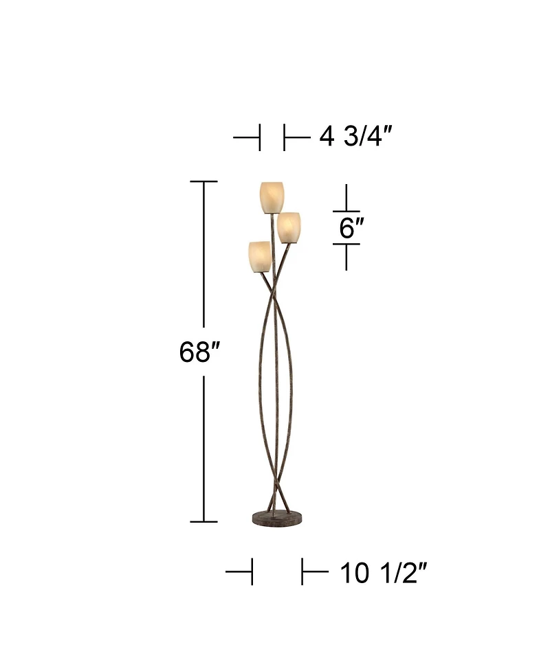 Franklin Iron Works Vierra Trio Farmhouse Rustic 68" Tall Standing Floor Lamp 3-Light Foot Switch