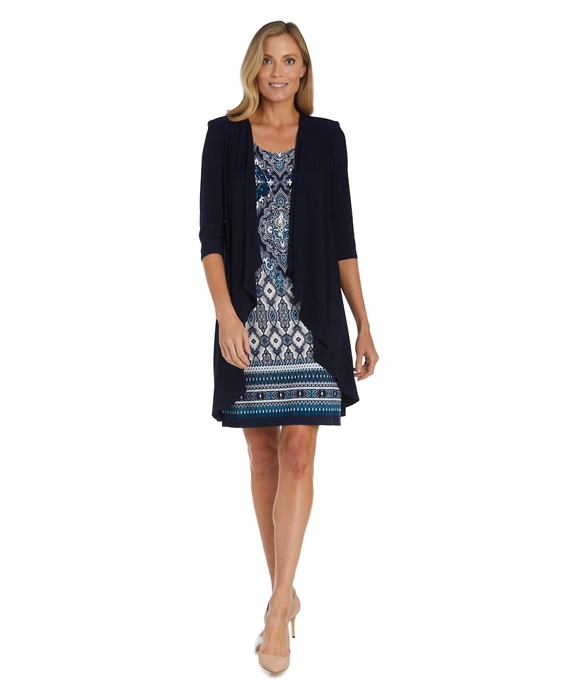 R & M Richards Petite Daytime Printed Jacket Dress