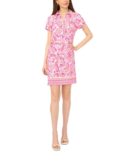 Msk Petite Printed Zip-Front Dress