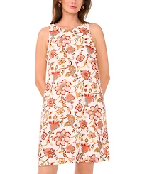 Msk Petite Floral Printed Round Neck Dress
