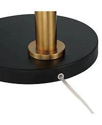 Possini Euro Design Modern Arc Floor Lamp 63 1/2" Tall Warm Gold Metal Cage Linen Shade for Living Room Reading