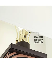 360 Lighting Modern Table Lamps Set of 2 with Usb Charging Port 27" Tall Zebra Faux Wood Fabric Shade for Bedroom Bedside House