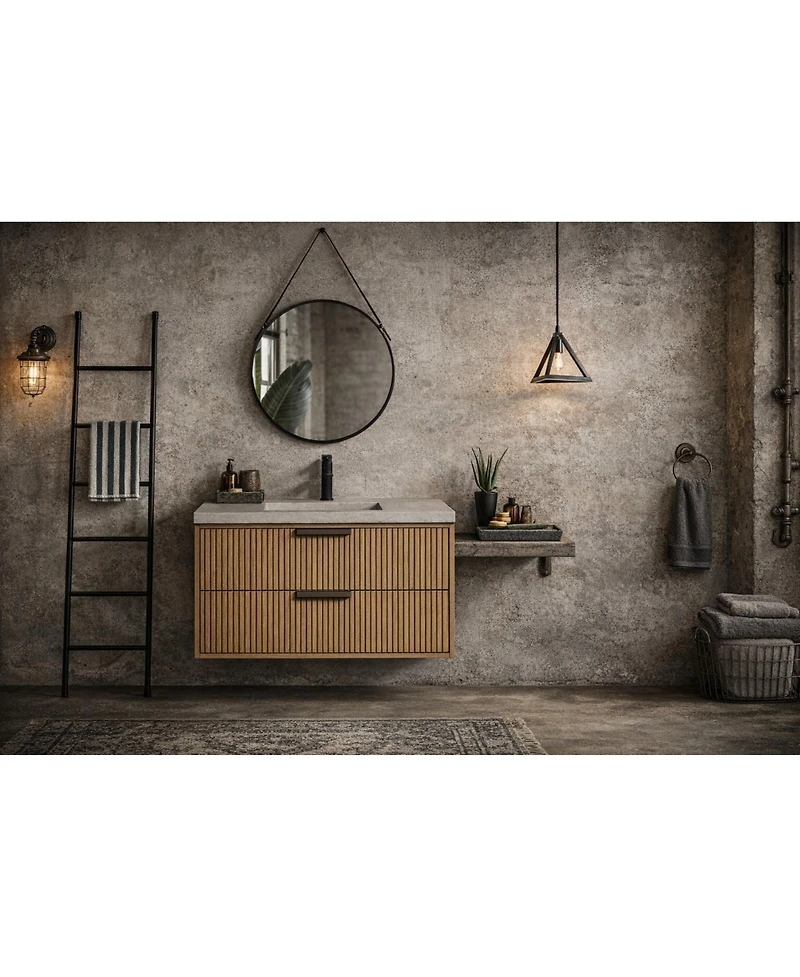Ari Bath Diego 36" Floating Bathroom Vanity Oak