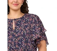 Msk Plus Key-Hole Neck Chiffon Midi Dress