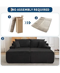 gaomon 80" Double Chaise Lounge Sofa Bed, Corduroy Cloud Couch with Pillows, No Assembly