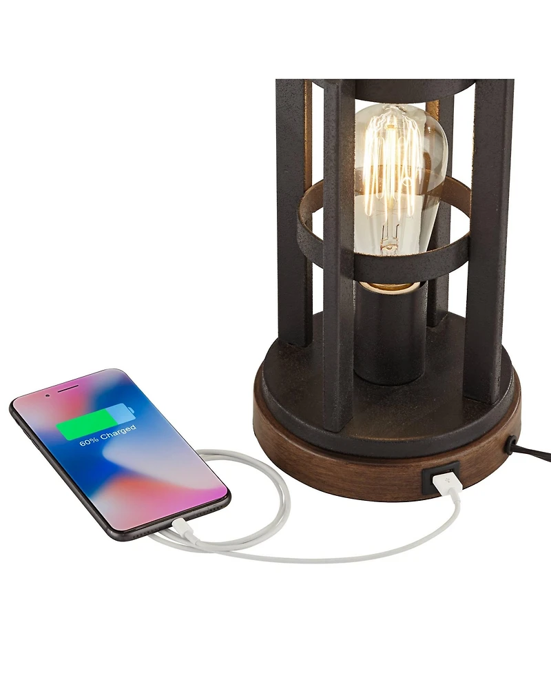 Franklin Iron Works Lucas Industrial Table Lamps Set of 2 with Round Risers 27 1/2" Tall