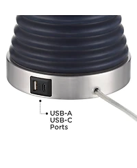 360 Lighting Maxwell 27 1/5"H Rippled Ceramic Usb Table Lamp Set with Dimmer