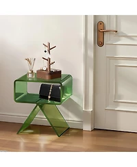 Gouun Acrylic Nightstand Side Table with Storage Shelf for Bedroom