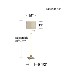 360 Lighting Chic Style Swing Arm Adjustable Floor Lamp 70" Tall Antique Brass Drum Shade Living Room Reading House Bedroom