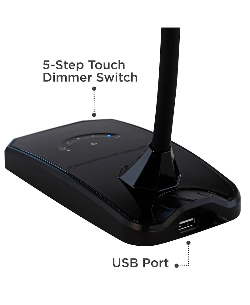 360 Lighting Ricky 13 3/4" High Small Modern Desk Lamps Set of 2 Usb Ports Led Gooseneck Home Office Living Room Charging