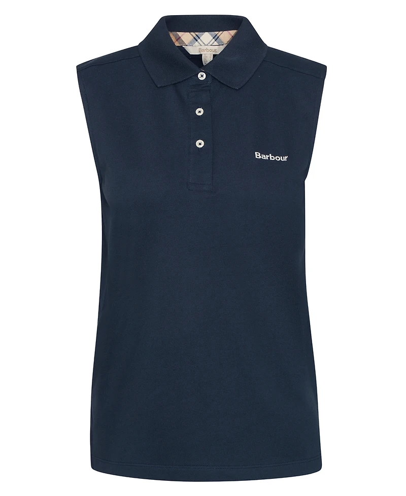 Barbour Women's Bowford Sleeveless Rib Collared Polo Top