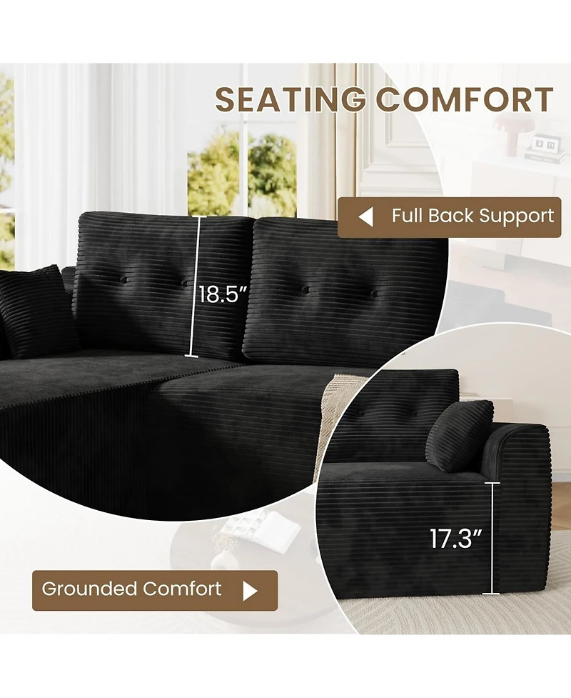 gaomon 105" Modular Sectional Sofa, Cloud Couch with Chaise, Deep Seat Sofa Bed, No Assembly