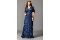 Kiyonna Women's Luminous Sequin Lace Evening Gown with Pockets