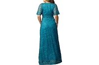 Kiyonna Women's Luminous Sequin Lace Evening Gown with Pockets