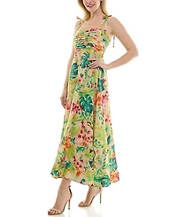 Taylor Petite Printed Square Neck Midi Dress