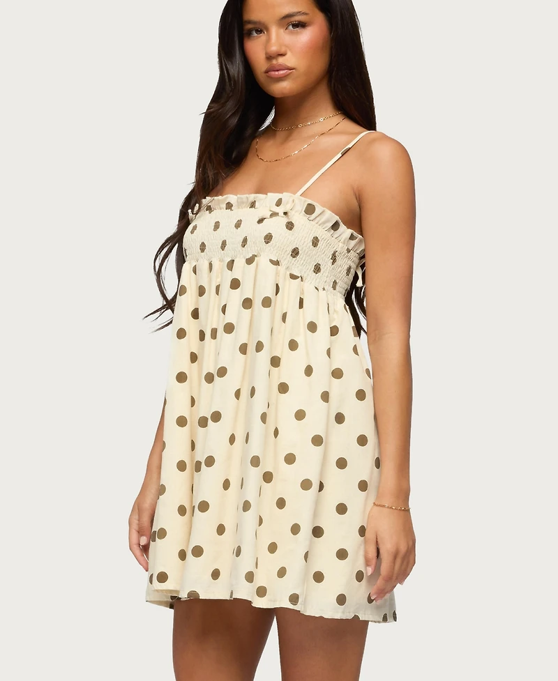 Edikted Women's Polka Dot Linen Look Mini Dress