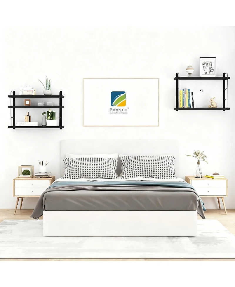 Yigii Wall Shelves Floating Wood Mounted Bookshelves Storage 40lb Capacity