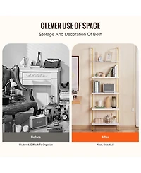 Gouun 5 Tier Ladder Shelf Wall Mounted Bookshelf with Metal Frame