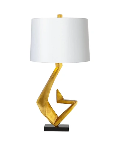 Possini Euro Design Zeus 29 1/2" Tall Modern Glam End Table Lamp Sculptural Gold Leaf Finish Living Room Bedroom Bedside Shade