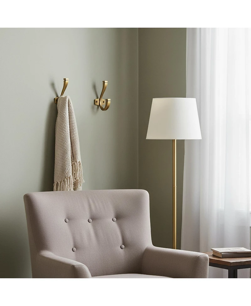 Yigii 5 Pack Double Coat Hat Hooks Antique Brass Wall Mounted Towel Hanger for Backpack Purse Organization