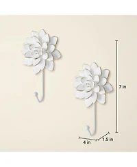 Yigii Flower Decorative Wall Hooks, 2-Piece Resin Wall-Mounted Hooks for Clothes, Towels