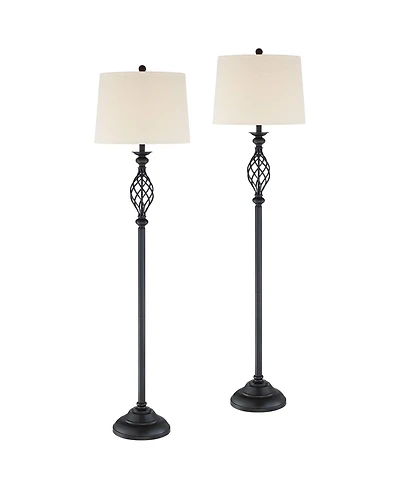 Franklin Iron Works Annie Traditional 63" Tall Standing Floor Lamps Set of 2 Lights