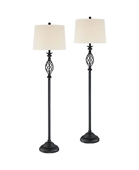 Franklin Iron Works Annie Traditional 63" Tall Standing Floor Lamps Set of 2 Lights
