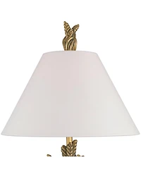 Possini Euro Design Cleo 33" Tall Large Traditional End 3-Way Table Lamp Faux Leaf Finish Single Shade Living Room Bedroom