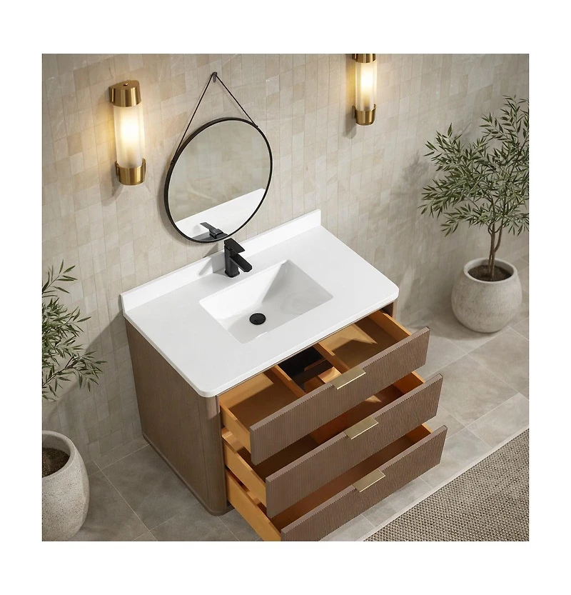 Aria 36" Bathroom Vanity Smoked Oak