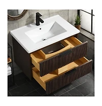 Ari Bath Diego 30" Floating Bathroom Vanity Walnut
