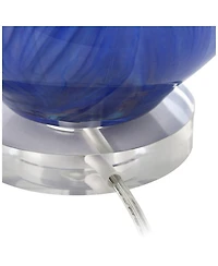 Possini Euro Design Taylor Contemporary Table Lamp with Round Riser 30 1/2" Tall Art Glass Fabric Drum Shade for Bedroom Living Room Office