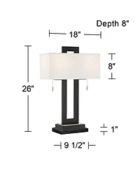 360 Lighting Neil Modern Table Lamp with Marble Riser 26" High Two Tone Usb Charging Port Rectangular Shade Bedroom for Bedroom Living Room Desk