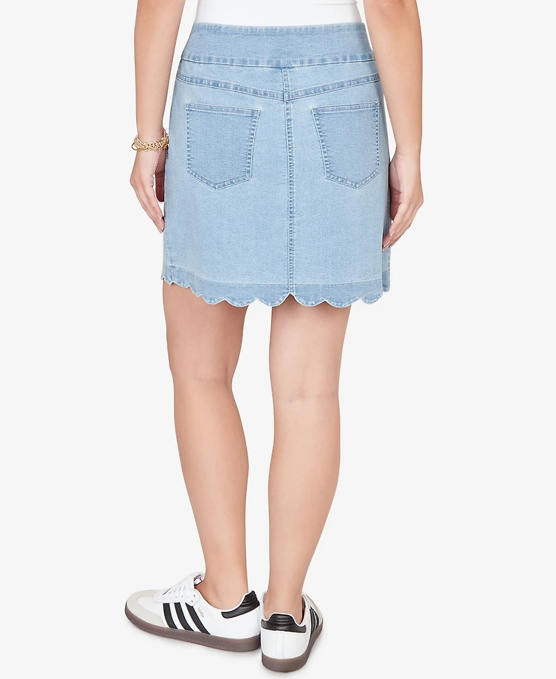 Ruby Rd. Petite Scalloped-Hem Stretch Denim Skort