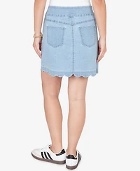 Ruby Rd. Petite Scalloped-Hem Stretch Denim Skort